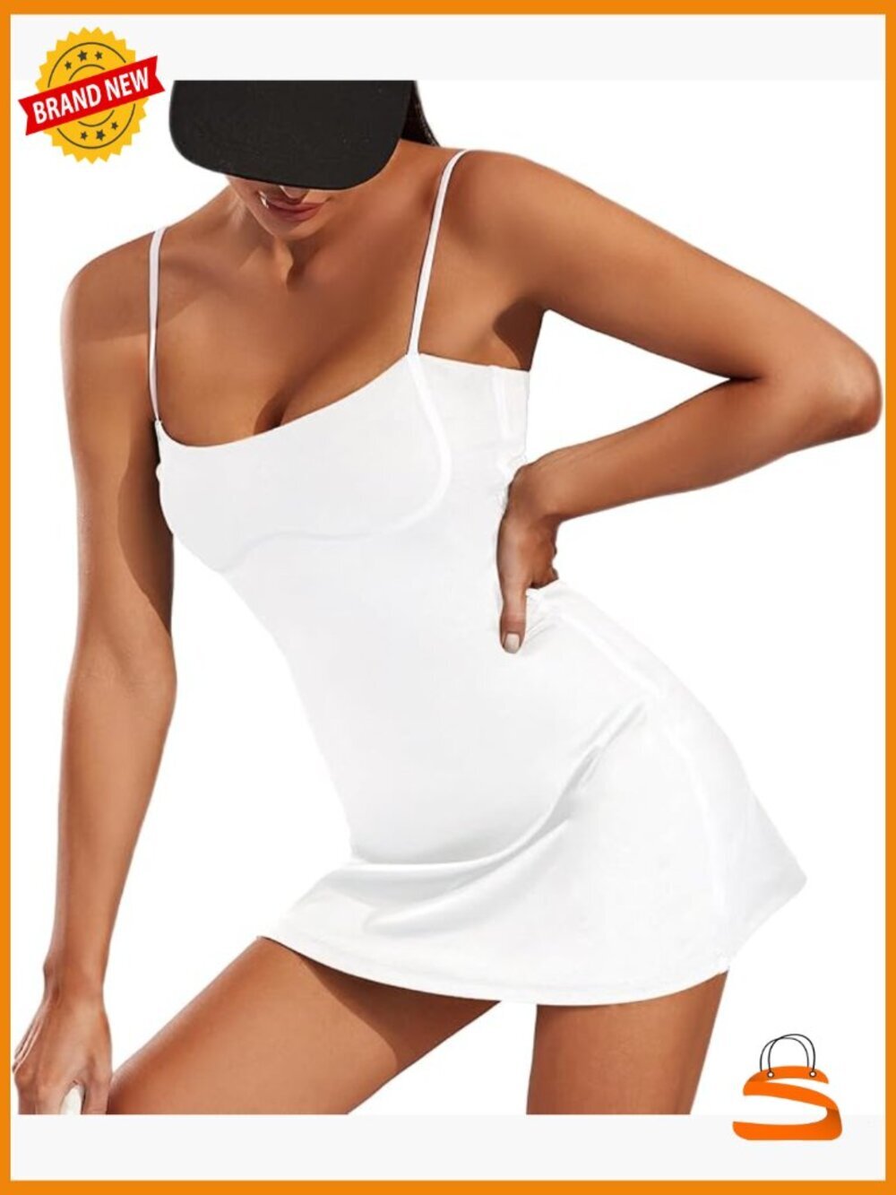 Womens Tennis Dress Built-in Bra Shorts Pockets Sleeveless Golf Dress
